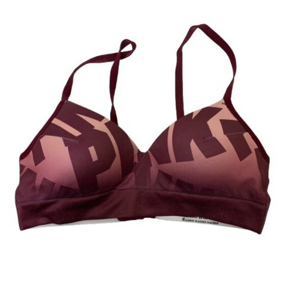 PINK Cool & Comfy Burgundy Spellout Wireless Bralette - Size Medium - Picture 1 of 6